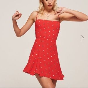 Reformation "Scarpetta" Red Polka Dot Dress
